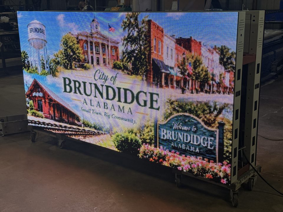 City of Brundidge full-color display, tested in the Coastal shop